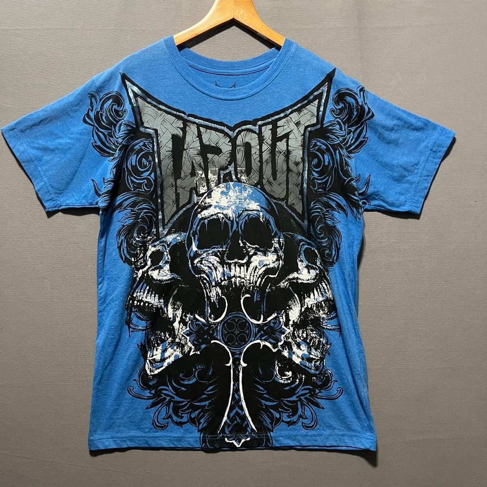 Tapout Mens Blue Skull Cross Graphic T-Shirt XL MMA Streetwear Skulls Tee